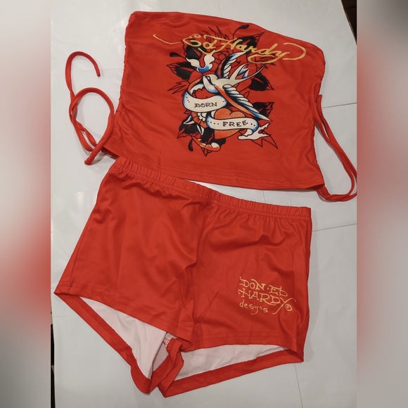 unbranded Other - Vibrant Red Women's Athletic Shorts And Top set